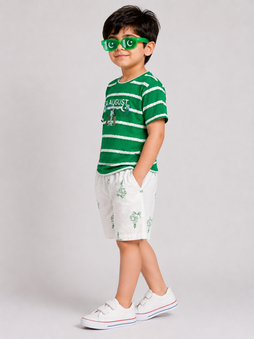 Boy Azadi suit-green white
